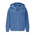 thumbnail image 5 of THDHVS Hoodies for Women,Womens Hoodies,Women's Casual Long Sleeve Zip-up Loose Lightweight Shacket Shirt Jacket Coat Outerwear with Pockets Blue S, 5 of 7