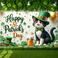 thumbnail image 5 of Green & Gold St. Patrick's Day Banner Character Irish Festival Display Shamrock Pattern Festive Design Clover Themed Backdrop for St. Patrick's Day Party Irish Festival Pub Celebration, 5 of 9