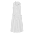 thumbnail image 4 of Guieoi Summer Dresses for Women under $10 Plus Size V-Neck Solid-Color Casual Sleeveless Long Dress with Pockets White XL, 4 of 7