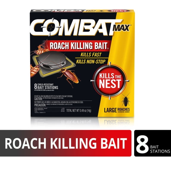 Combat Max Roach Killing Bait Station for American Roaches & Other Large Roaches, 8 Count