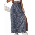 thumbnail image 3 of Women'S Floral Print Wrap Skirt, Casual Side Slit Midi Skirt for Vacation & Resort Wear Royal Blue M, 3 of 9