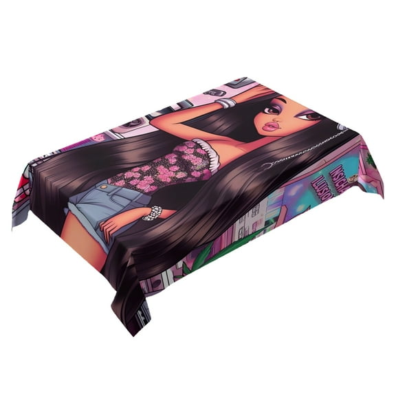 Girls Brat Themed Square Tablecloth 54 * 72 Inches Durable Stylish