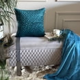 thumbnail image 2 of Toss Pillow Cover, Teal Blue 22"x22" (55x55 cm) Throw Pillow Covers, Velvet Quilted & Solid Color Throw Pillows For Couch, Geometric Pattern Modern Style - Irresistible Teal, 2 of 11
