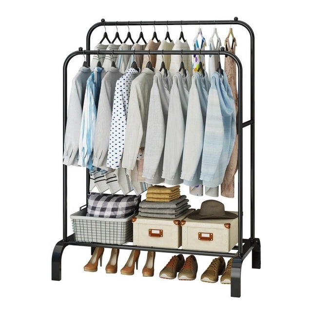 Rack Armable Practiksa Organizador de Ropa Doble Color Negro