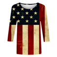 thumbnail image 6 of Conairie Women Patriotic T Shirts 3/4 Sleeve Crew Neck Loose 4th of July Shirt With American Falg Print Summer Trendy Casual Tops Red XXXXL, 6 of 7