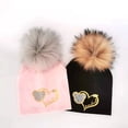 thumbnail image 2 of Sombrero para bebé recién nacido, de moda, dorado, plata, dulce Corazón, oreja, letras, bebé, pelusa, Pompón, gorra para niño, 2 of 4