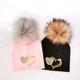 thumbnail image 2 of Sombrero para bebé recién nacido, de moda, dorado, plata, dulce Corazón, oreja, letras, bebé, pelusa, Pompón, gorra para niño, 2 of 4