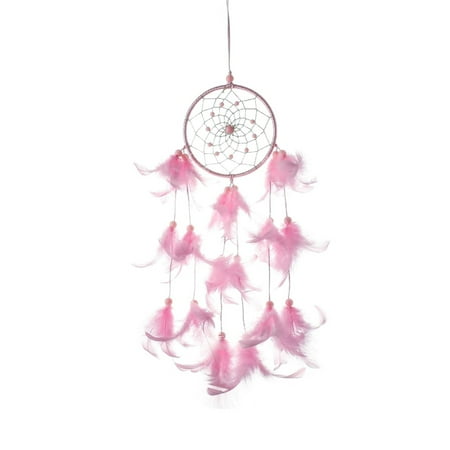 

Crystals Decorations for Bedroom Pink Painted Big Goose Feather Pendant Creative Gift Indoor Handicraft Decoration Wind Chime Stain Glass Panels