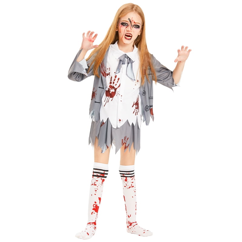 Halloween Zombie Bloody School Girl Student Teacher Costume Fancy Dress Costume