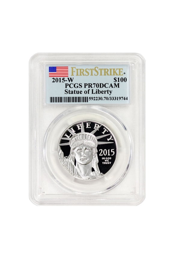 2015-W $100 Platinum Eagle PCGS PR70 Deep Cameo First Strike Flag Label U.S. Mint Coins