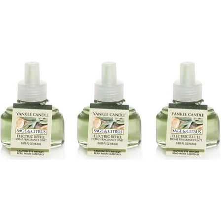 Yankee Candle 3 Pack of Sage & Citrus ScentPlug Refill 0.6 Oz