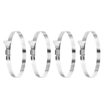 Uxcell Stainless Steel Hose Clamp, 4 Pcs 141-165mm (5.6-6.5Inch) Adjustable Thumb Screw Key Type Clamps Worm Gear Hose Clamp for Plumbing Fastener Tube Radiator Garden, Silver Tone