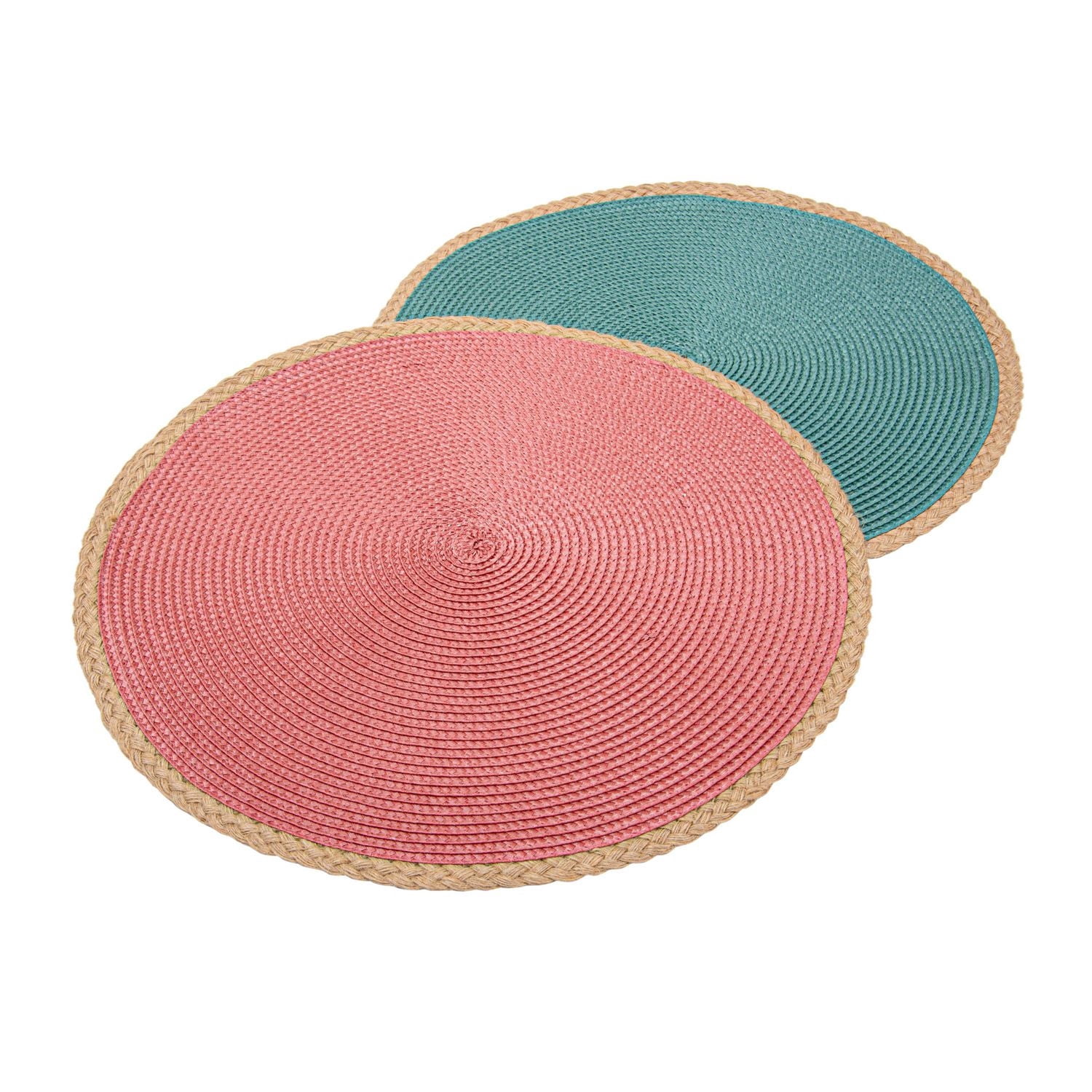 Napperon tissée Hometrends avec bord en jute, 15" de diamètre."