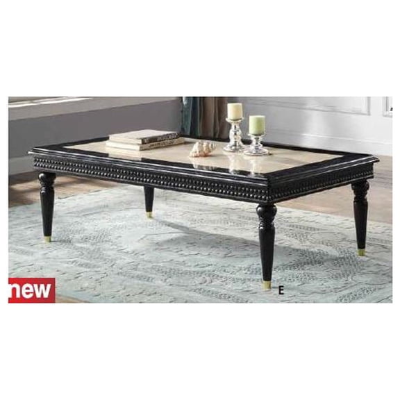 ACME Tayden Marble Top and Wooden Frame Coffee Table in Natural and Black
