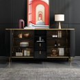 thumbnail image 2 of Light luxury rock plate table side cabinet Solid wood simple living room entrance cabinet marble tea side cabinet My Lux Decor Round, 2 of 7
