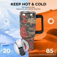 thumbnail image 4 of 40 oz Insulated Tumbler with Handle, Leak-Proof Straw Lid, Stainless Steel Travel Mug for Car & Road Trips - Flower Retro, 4 of 6