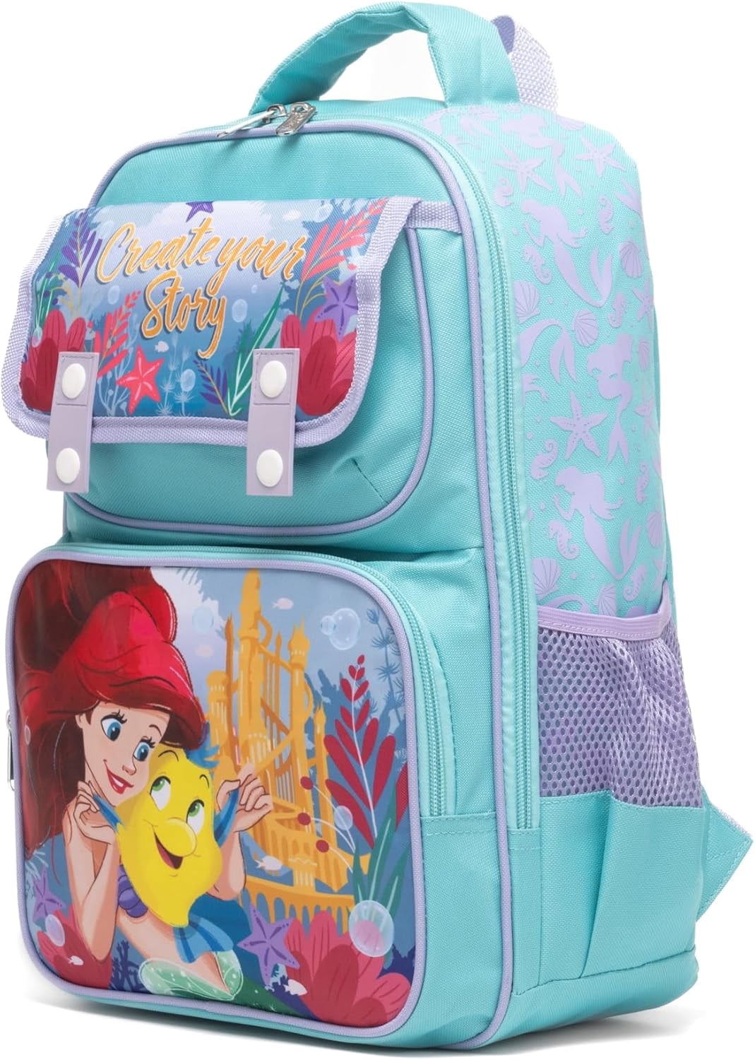 16" The Little Mermiad Ariel Large School backpack with Padded Back and Adjustable Straps