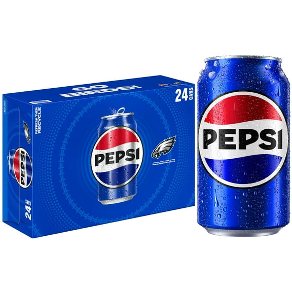 Pepsi Cola Soda Pop, 12 fl oz, 24 Pack Cans