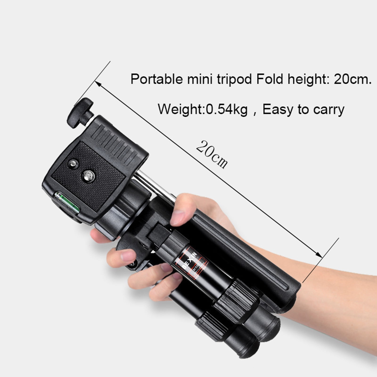 Mini Desktop Tripod Kit with 3-Way Panoramic Head – Portable Aluminum Camera Stand with Phone Holder, 360° Rotation, Adjustable Height, Compatible with DSLR, Mirrorless, Smartphone