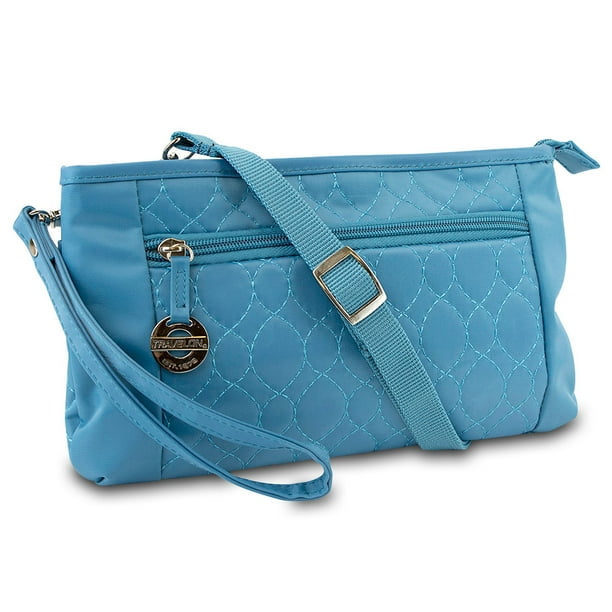 Travelon Convertible Quilted Crossbody Wristlet & Waist Pouch (Teal