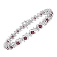 thumbnail image 3 of .925 Sterling Silver, Lab-Grown Gemstone and 4 Cttw Round Diamond Tennis Bracelet (H-I Color, I1-I2 Clarity) - Created Ruby, July Birthstone, 3 of 8