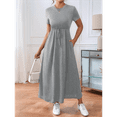thumbnail image 7 of Women'S Short Sleeve Maxi Dresses Casual Long Dress with Pockets Grey S, 7 of 7