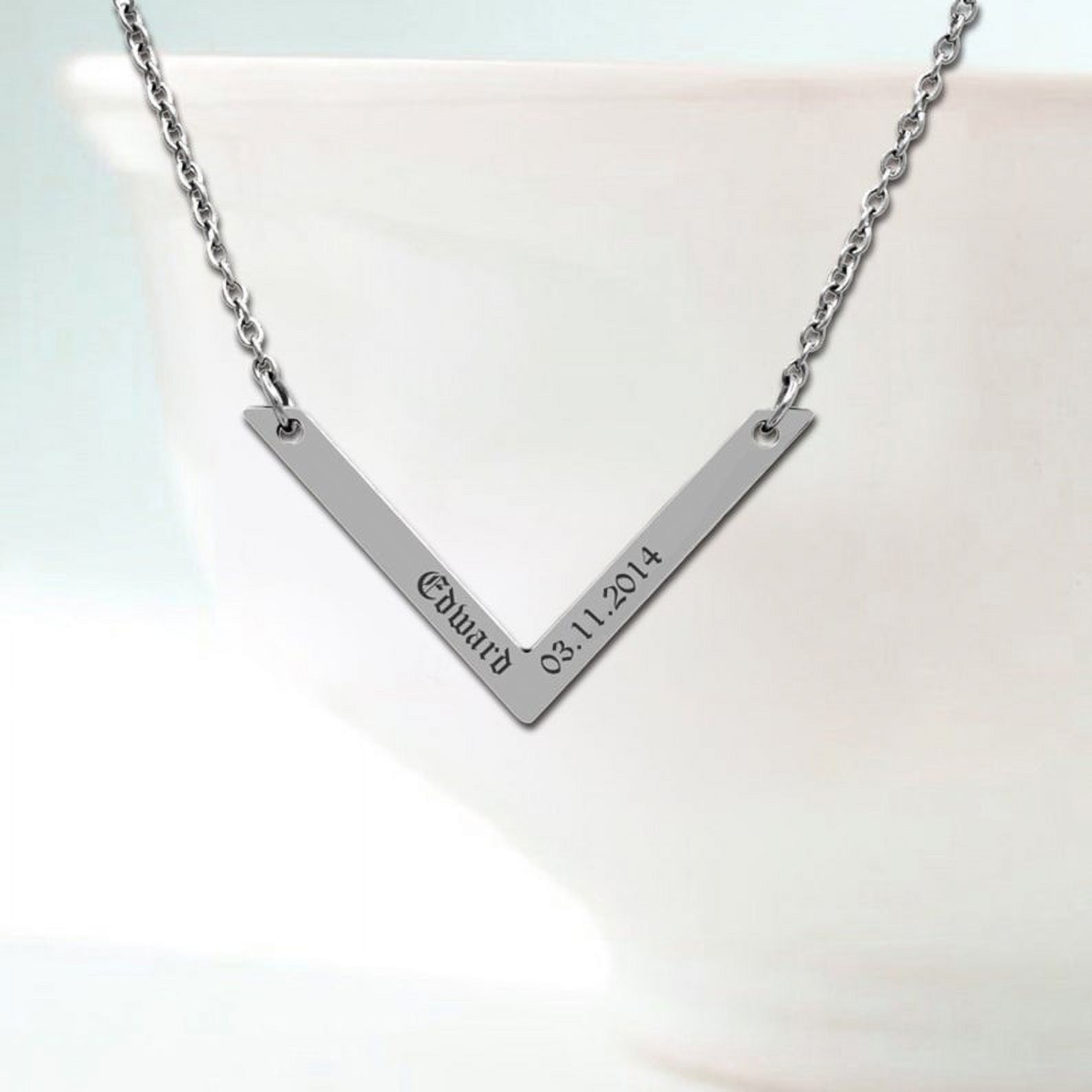 Anavia Personalized V Bar Necklace - Engrave Name Necklace - Birthday Gift for Her - Anniversary Jewelry Present
