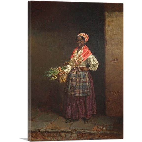 ARTCANVAS Market Woman Canvas Art Print by Thomas Waterman Wood - Size: 12" x 8" (0.75" Deep)