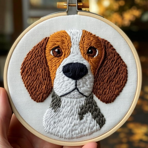 DIY Punch Needle Kits for Beginners Beagle Dog under Sunset with Hoop Embroidery Punch Needle Starter Set Easy for Adults and Kids Festival Gift and Decor 20x20cm-2