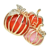 Pumpkin Brooch Rhinestone Gold Halloween Thanksgiving Cute Autumn Festival Dress Hat Bag Accessories Jewelry for Women