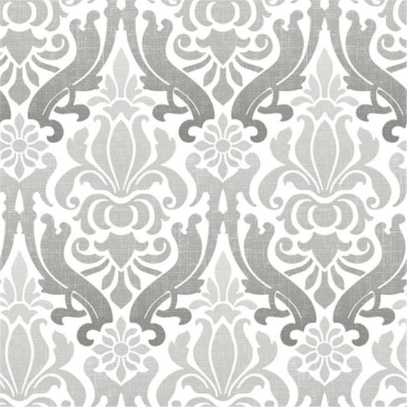 Nouveau Damask Peel and Stick Wallpaper, Grey