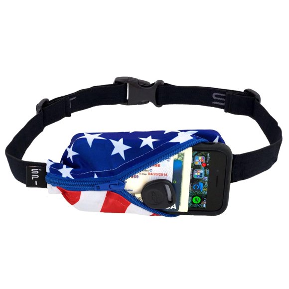 Cinturón de Bolsillo SPIbelt Negro Expandible y Ajustable para Correr para Mujer y Hombre