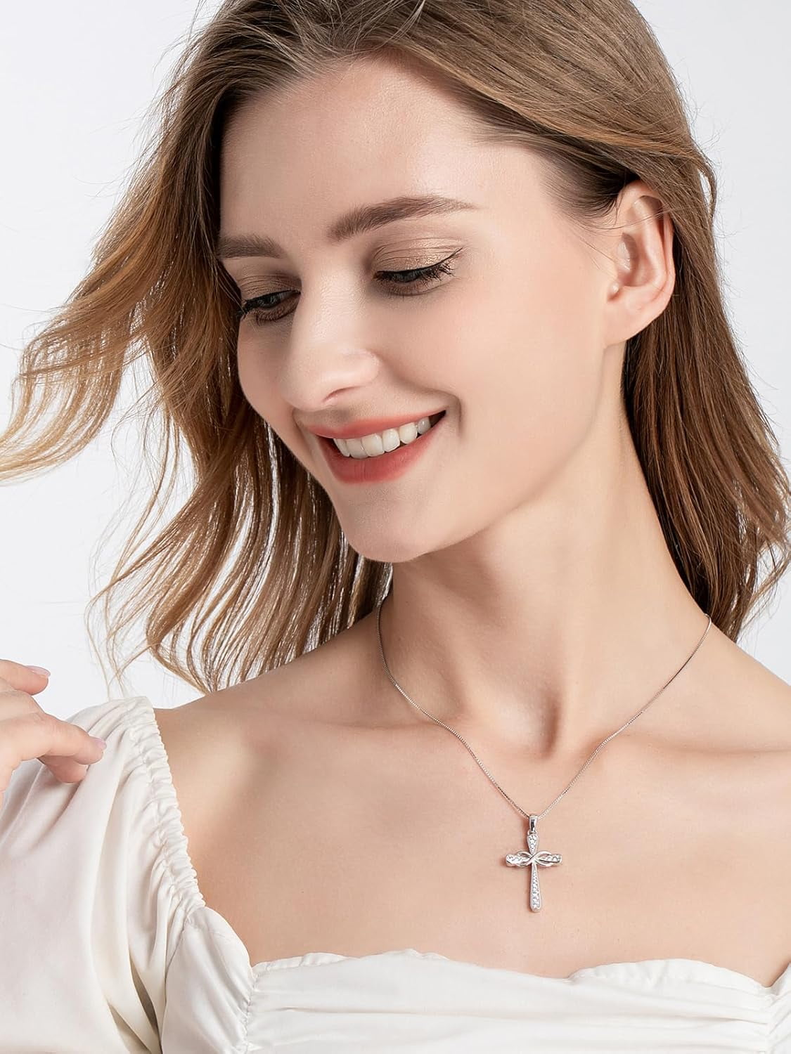 925 Sterling Silver Cross Necklace for Women Big Faith Infinity Pendant Necklace Silver Chain