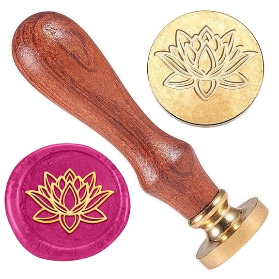 Lotus Wax Sealing Stamp Retro Flower Wax Stamp 1" Removable Sealing Stamp Head with Wooden Handle Wax Seal Stamp Kit for Party Invitations Wine Packages Gift Wrapping Decoration Gold