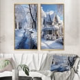 thumbnail image 1 of Designart "Serene Snowy Winter II" Winter Landscape Framed Wall Art Set Of 2 - White Landscapes Framed Canvas Set For Living Room Decor, 1 of 6