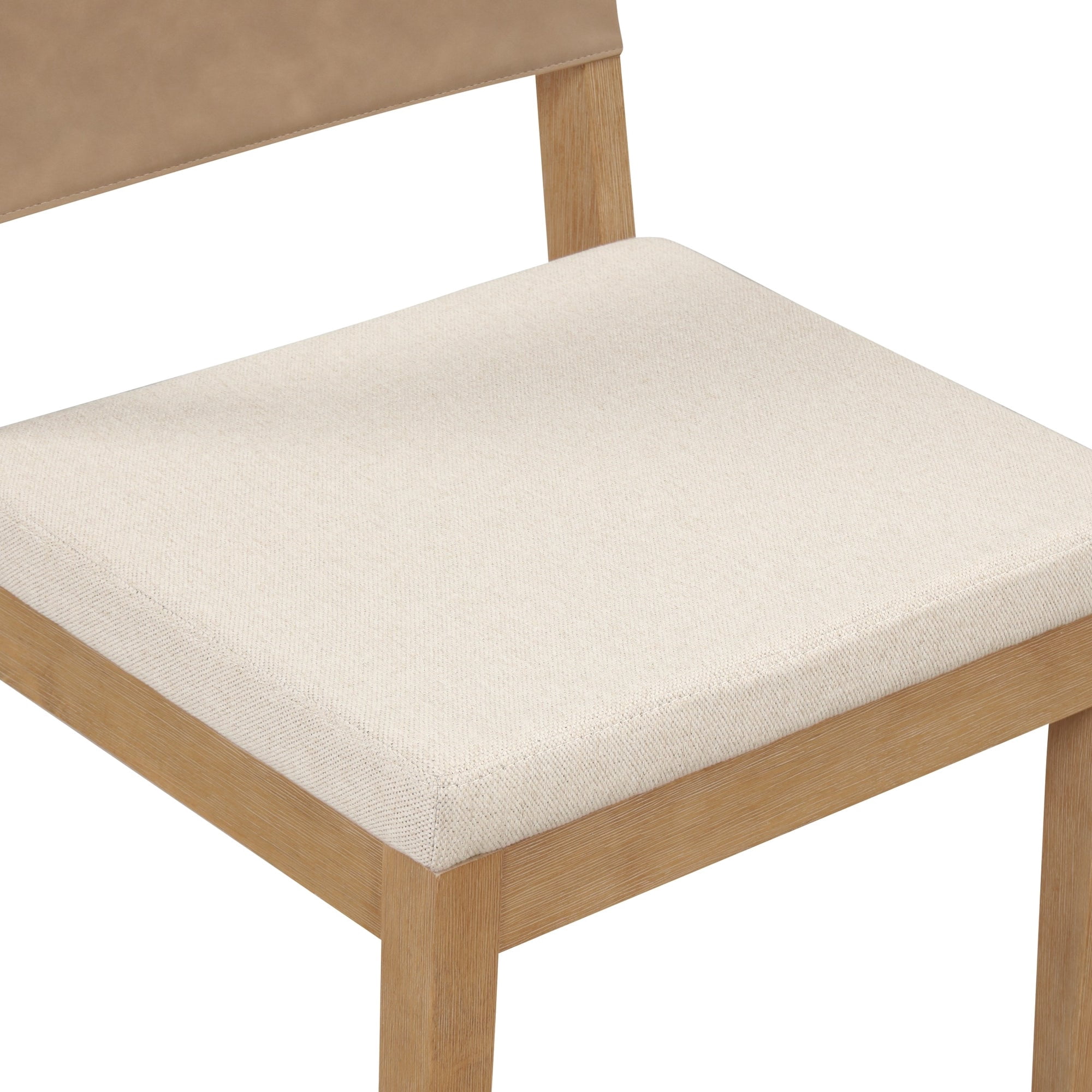 Nathan James Linus Modern Upholstered Dining Chair with Solid Rubberwood Legs in a Wire-Brushed Brown Finish, Light Brown