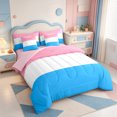 thumbnail image 2 of Erosebridal Minimalist Stripe 7-Piece Twin Bedding,Mid-Century Lines Bedding Comforter Set,Pink Reversible, 2 of 7