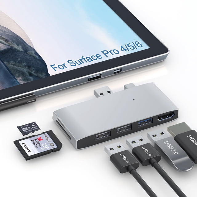 Estación de acoplamiento USB Hub HDMI 4K para Surface Pro 6/5/4