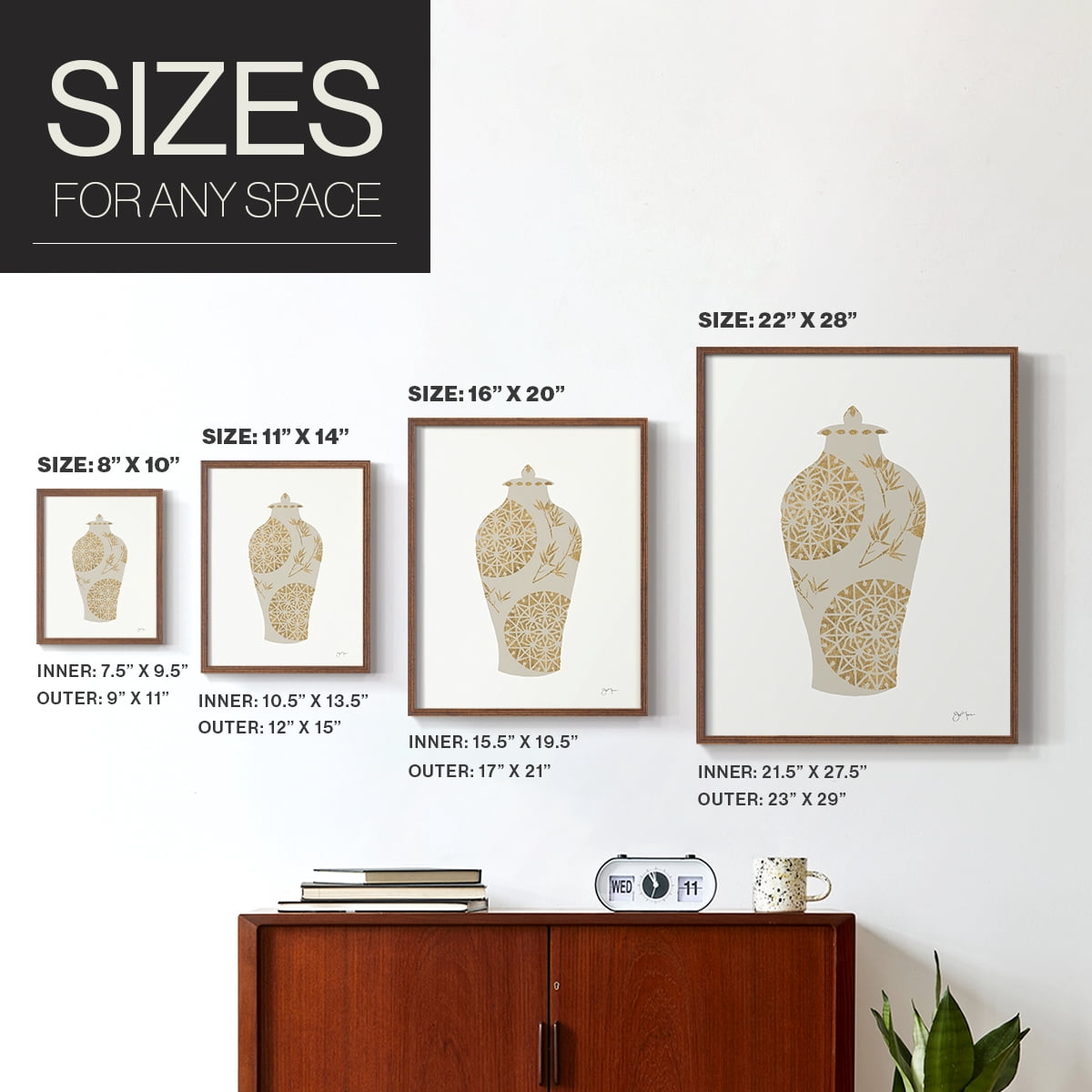 Neutral Urn II in Brown Solid Wood 8 x 10 Framed Print