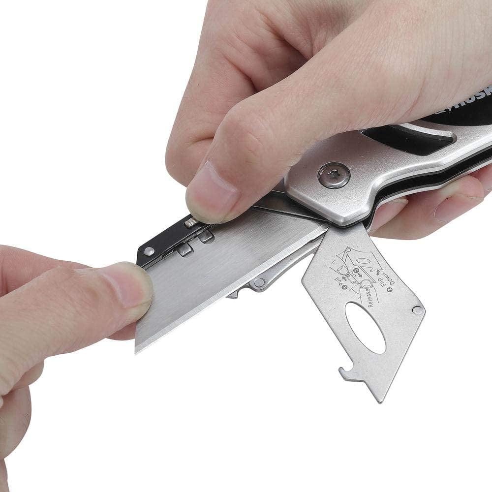 Husky Folding Sure-Grip Lock Back Utility Knife w/ Single Disposable Blade Included (Colors May Vary)