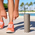 thumbnail image 2 of 20oz Brown and White Checkerboard Pattern Skinny Tumblers Stainless Steel Tumbler with Lid and Straw,Vacuum Insulated Double Wall Travel Tumbler Cups with Cleaning Brush for Coffee,Tea, 2 of 6