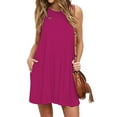 thumbnail image 3 of B91xZ Robes Longues pour Femmes Grande Taille Col Montant Sans Manches Taille Haute Robe Décontractée à Volants, Rose Vif TG, 3 of 4