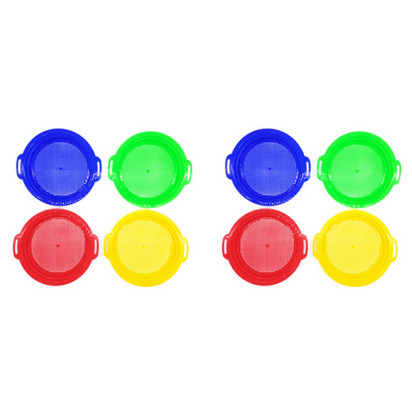 8PCS Stop Sand Sifter Sieves Toy for Sand Beach 8 Pack Set Red Blue Yellow Green for Children Kids Toy