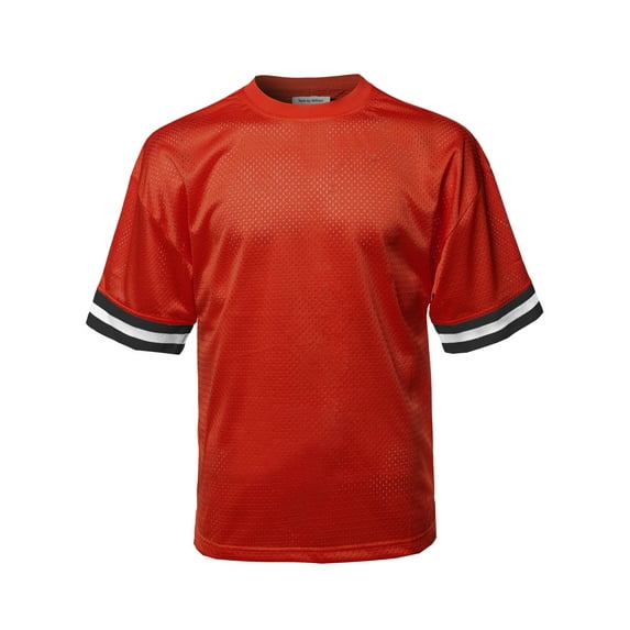 FashionOutfit Men's Casual Active Sports Round Neck Short Sleeve Mesh Stripe Jersey T-Shirt