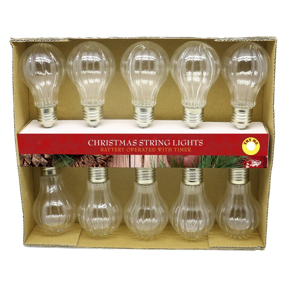 Clear Textured Edison String Lights w/10 LED Bulbs TM