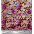 thumbnail image 1 of Soimoi Pink Cotton Poplin Fabric Leaves & Floral Printed Craft Fabric by The Yard 42 Inch Wide, 1 of 1