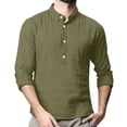 thumbnail image 2 of LYXSSBYX Men's Performance Long Sleeve Shirt Moisture Wicking Crew T-Shirt Baggy Cotton Linen Solid Pocket Turn-down Collar Tops, 2 of 8
