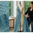 thumbnail image 5 of Soimoi Blue Cotton Poplin Fabric Leaves,White Floral & Snake Reptile Print Sewing Fabric BTY 56 Inch Wide, 5 of 7