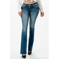thumbnail image 2 of Grace In LA Women's Western Feather Embroidered Distressed Bootcut Stretch Jeans (25, Stonewashed Blue), 2 of 3