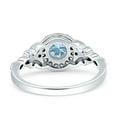thumbnail image 3 of Art Deco Round Women Engagement Ring Simulated Aquamarine 925 Sterling Silver, 3 of 5